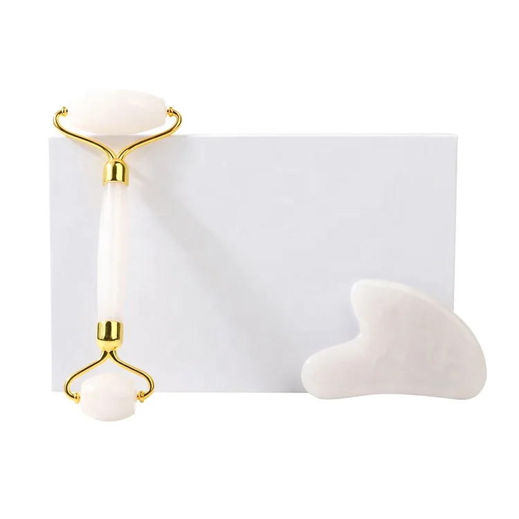 Real Nephrite Royal Guasha Board Massager Stone Facial White Jade Roller