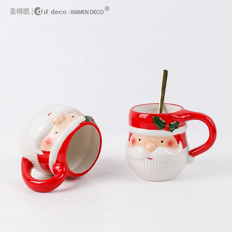 Custom Color Merry Christmas Mugs 3D Pink Santa Coffee Milk Cup for Kids