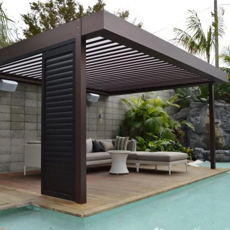 CLEARVIEW cantilevered pergula pergola glass roof outdoor wooden electric Aluminum Pergola for house
