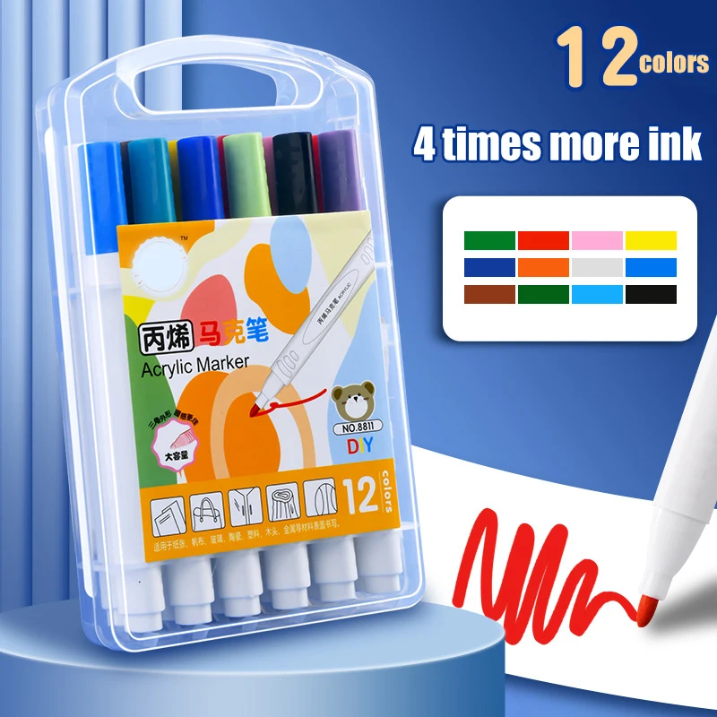Multicolor Clothing Shoes Hats Painting Pen Set Children Colored Pen Line Drawing Marker Art Specific Acrylic Marker Pen