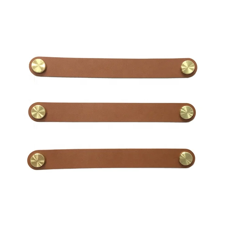 KINGSLAM Straight Round Ends Soft Genuine Leather Handles for Bedroom Furniture Multi Colors Any length Light Weight