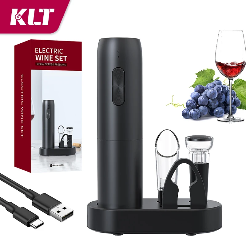 New Design 4-in-1 Lithium Rechargeable Electric Bottle Wine Opener Set