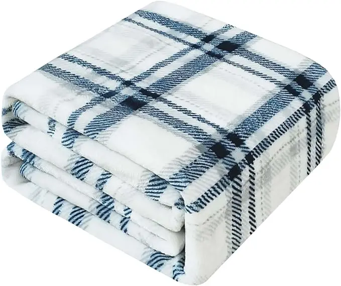 Factory Price Newest Plaid Custom Print Flannel Blanket Breathable Fabric Printed Flannel Fleece Blanket for Winter