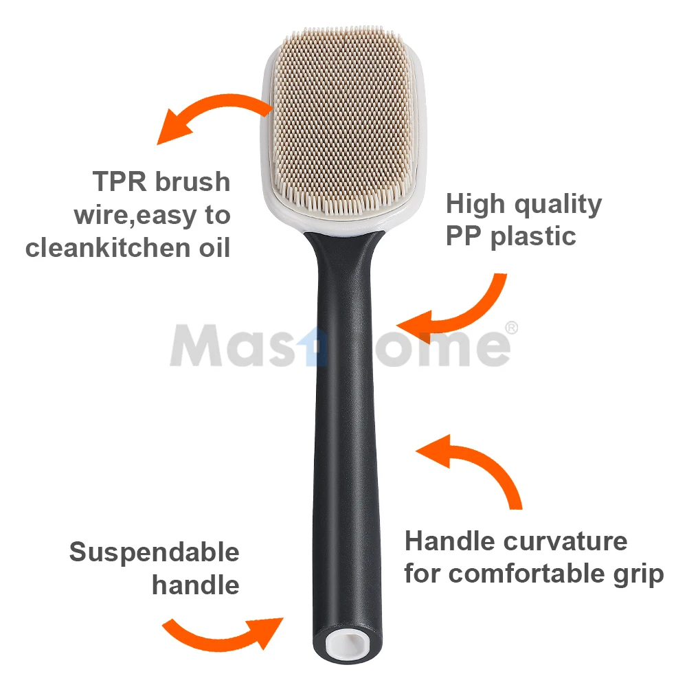 Masthome Scraper Design Dishwashing Kitchen Cleaning Brushes Silicone Scrub Dish Brush