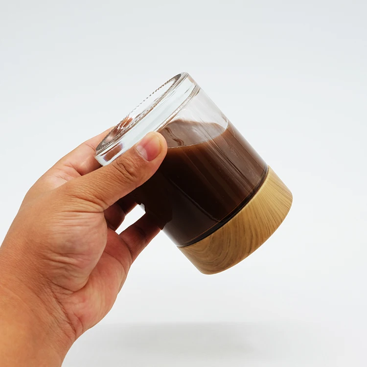 High-End Cylinder Straight Plastic Cap No Leak Heavy Duty Glass Bottle 750ML Clear Glass Jar Bottle With Wood Grain Lid