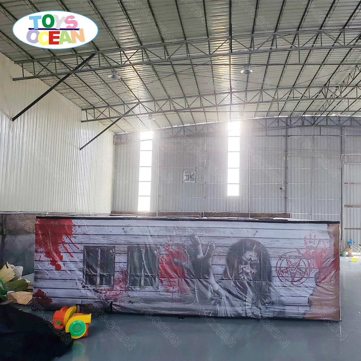 Halloween themed inflatable haunted house maze