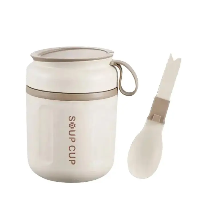 480ml Stainless Steel Lunch Box with Spoon Thermal Food Container Vaccum Cup Insulate Bento Box Thermos Soup Cup For Kids School