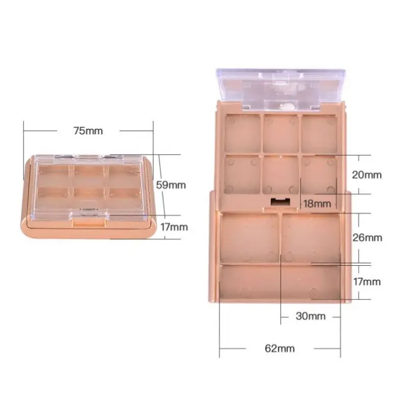 8 Colors Yellow Case Clear Lid Plastic Eyeshadow Palette With Space For Brush