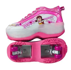 Children LED Built in Kick Runaway Skate Inline Flashing Roller Skate Blue Quad Set for Kids Wheels Tire Shoes Price rollerskate