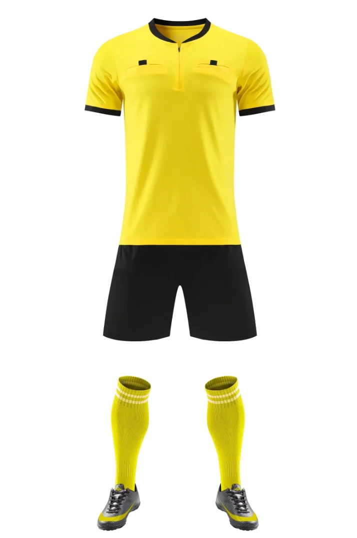 New Professional Survetement Soccer Referee Jersey Sets Football Referee Judge Uniform Short Shirt Tracksuits