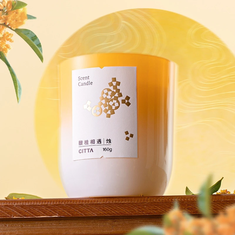 Wholesale Private Label Branded Custom Luxury Soy Wax Beautiful Osmanthus Fragrans Flower Essential Oils Scented Aroma Candle