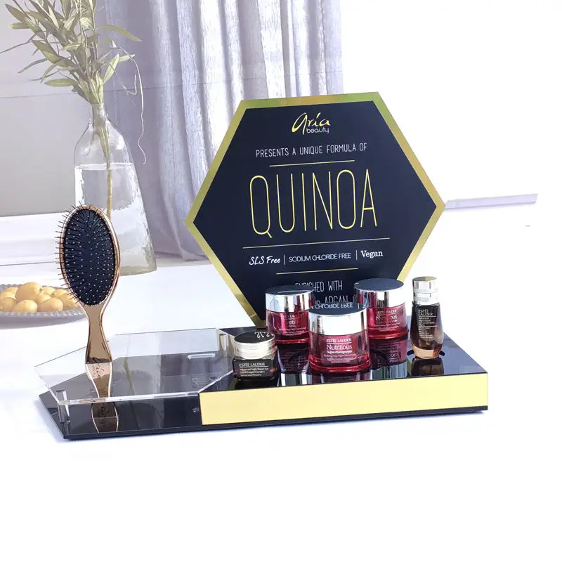 Acrylic Stand Cosmetics Skin Care Modern Design Beauty Display Rack Makeup Sticker Logo Display Racks For Advertising