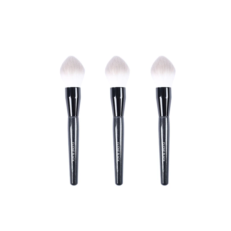 Excellent Quality Vegan & Cruelty-Free Bristles Single Black Powder Makeup Brush Custom Logo  Light Bulb Type Brush