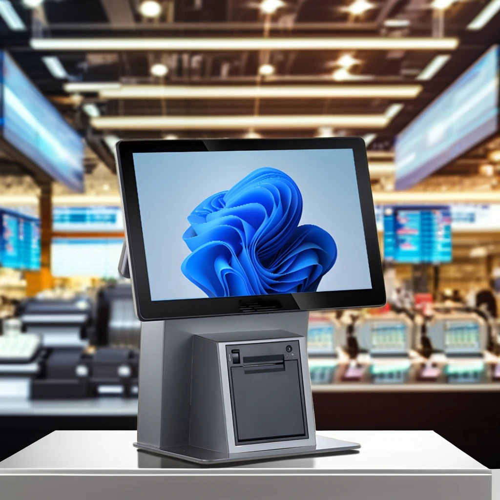 15.6 Dual Screen Cash Register Machine Windows/android Pos All In One Touchscreen Computer For Retail Shop With Thermal Printer