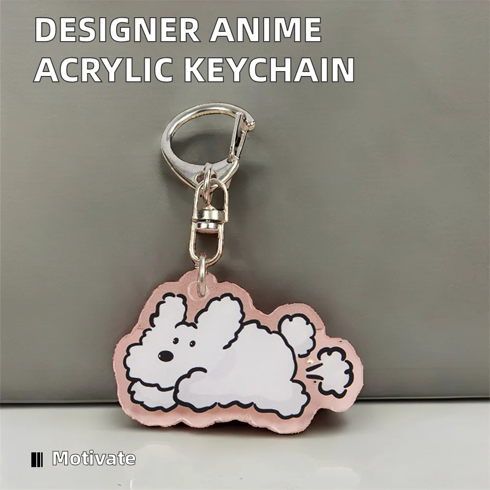 Custom Designer Cartoon Anime Light Keychain Clear Acrylic with UV and Offset Printing Stainless Steel Iron Metal for Keys