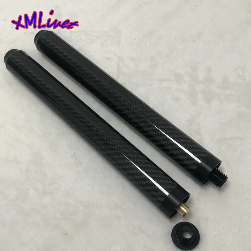 Customized xmlivet 12inch carbon Pool cue extensions with bumper for Longoni cues 9 ball cue extenders Billiard accessories