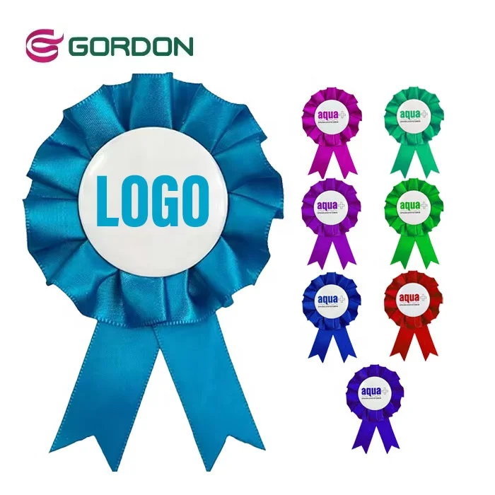 Gordon Ribbons 5 CM Rosette Badge Round Award  Custom Medal Recognition Awards Rosette Ribbons for Horse Show  Sport Meeting