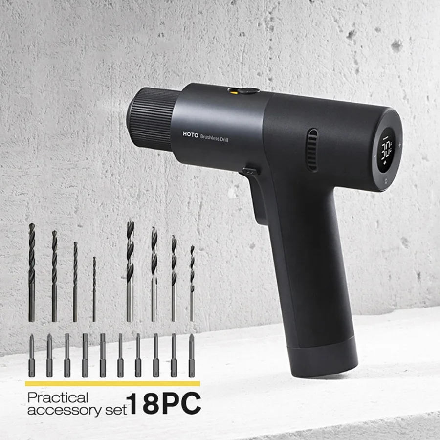 HOTO Small Portable Drilling Machines Switch Between Multiple Uses with One Finger Press Drill with Drill Battery Charger