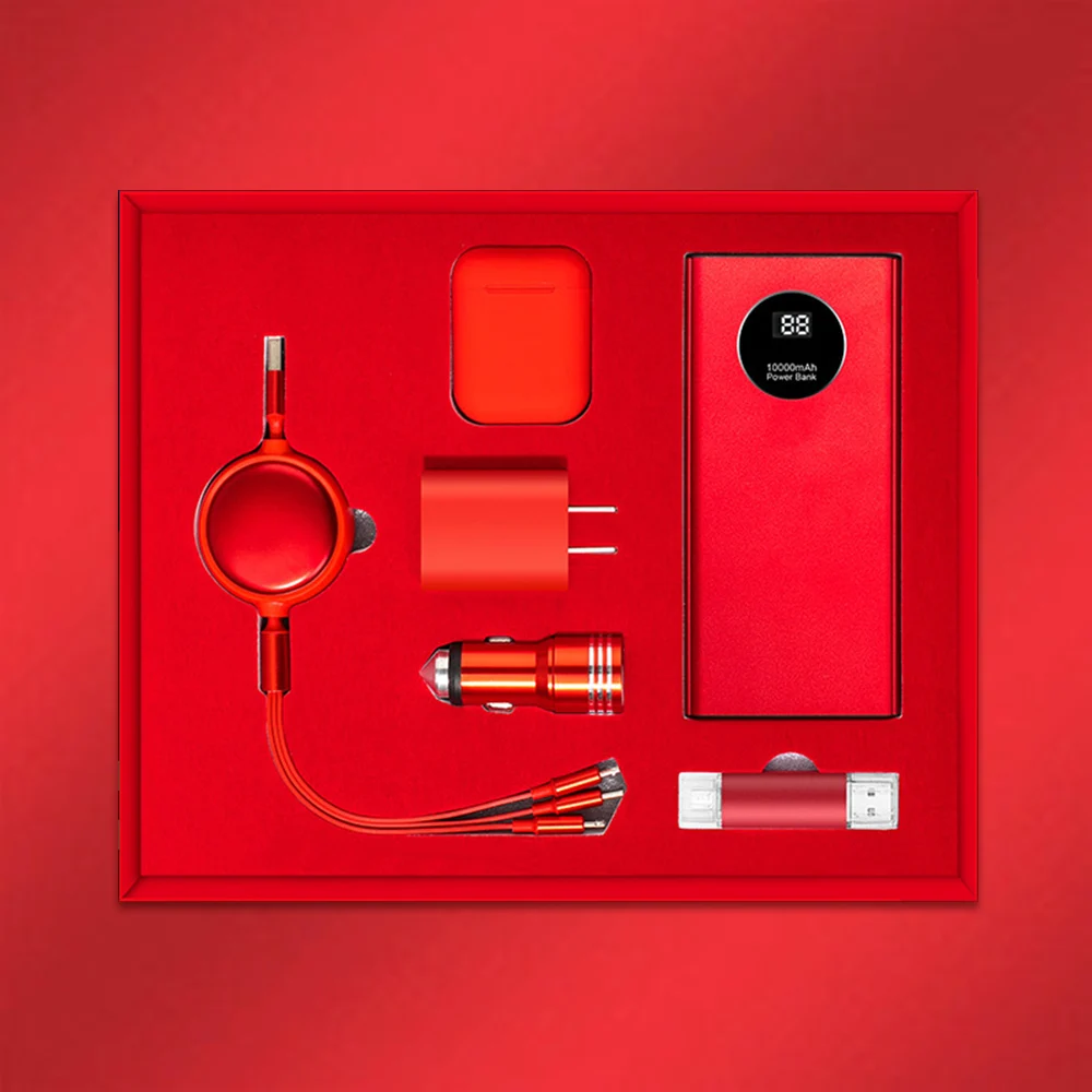 New Year Gift Set With Power Bank USB Flash Drive Plug and Cable Anniversary Gift Set Wedding Gift Boxes