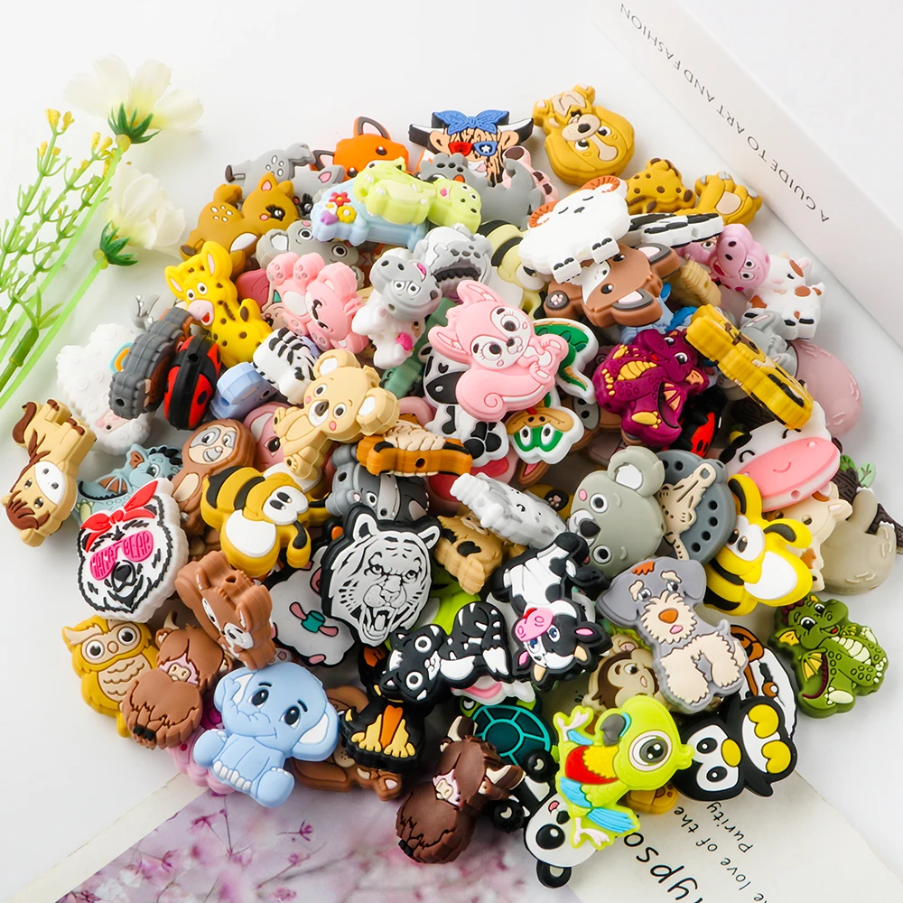 Hot Sale Eco Friendly Soft Funny Shape Toy Making Baby Chew Other Loose Cartoon Animal Silicone Focal Beads