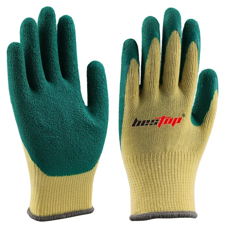 Hot sell wear-resisting, non-slip latex and anti-wrinkle work gloves cotton yarn covered with palm construction site gloves