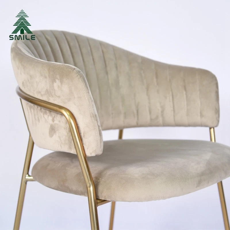 
Free sample luxury comfortable furniture hotel modern lounge metal dining chair with armrest 