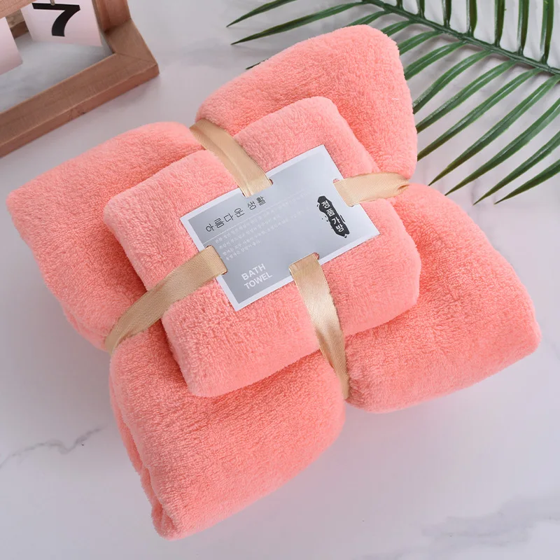 Hot Sale Luxury Women Gifts Super Soft Quickly Dry Multicolor Household Coral Fleece Microfiber Bath Towel Set