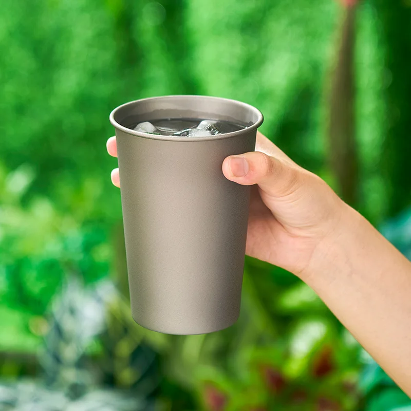 Pure Titanium Beer Mug Outdoor Camping Single Layer Handy Juice Cup Titanium Alloy Anti-Fall Cold Drink Titanium Cup