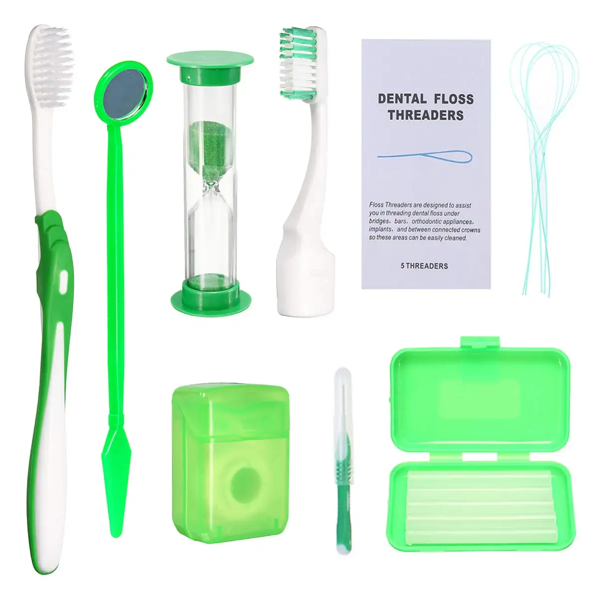 Portable 8in1 Travel Oral Hygiene Care Brush Teeth Floss Dental Orthodontic Kit for Teeth