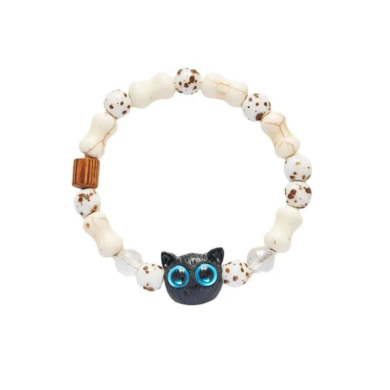 Cute Temperament Ceramic Jewelry Gift Cartoon Cat  Star Butterfly Shell Hand-Woven Beaded Bracelet For Girls