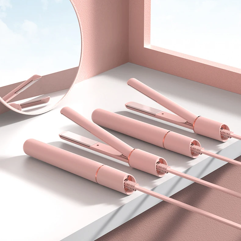 High Quality Curling Iron Hair Curler Pink Small And Light Convenient Hair Curl Irons Pink Mini Hair Straightener