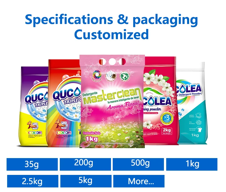 Manufacturer Custom Top Brand Organic High Foaming Low Density Washing Powder Free Sample