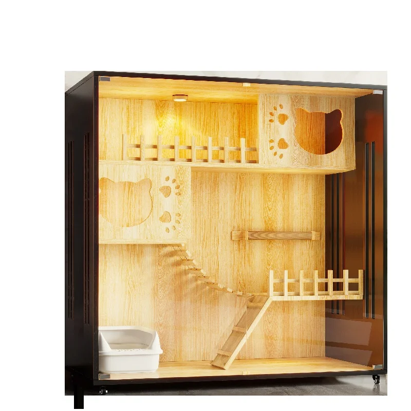 Extra Large Luxury Cat Cage Modern MDF Pet House Cabinet with Waterproof Feature Solid Wood Indoor Nest for Cats Household Stock