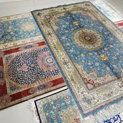 Handmade Hand-knotted Oriental Silk Material Tabriz Kashan Heriz Design Persian Rug