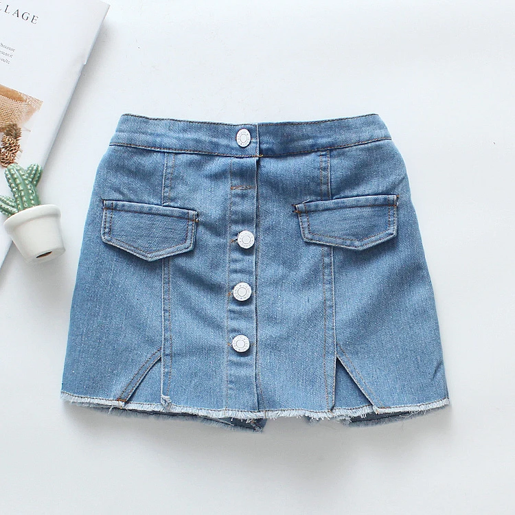 
Wholesale hot selling Children baby Girls skirts jeans summer kid clothing ruffle baby girls short denim skirt 