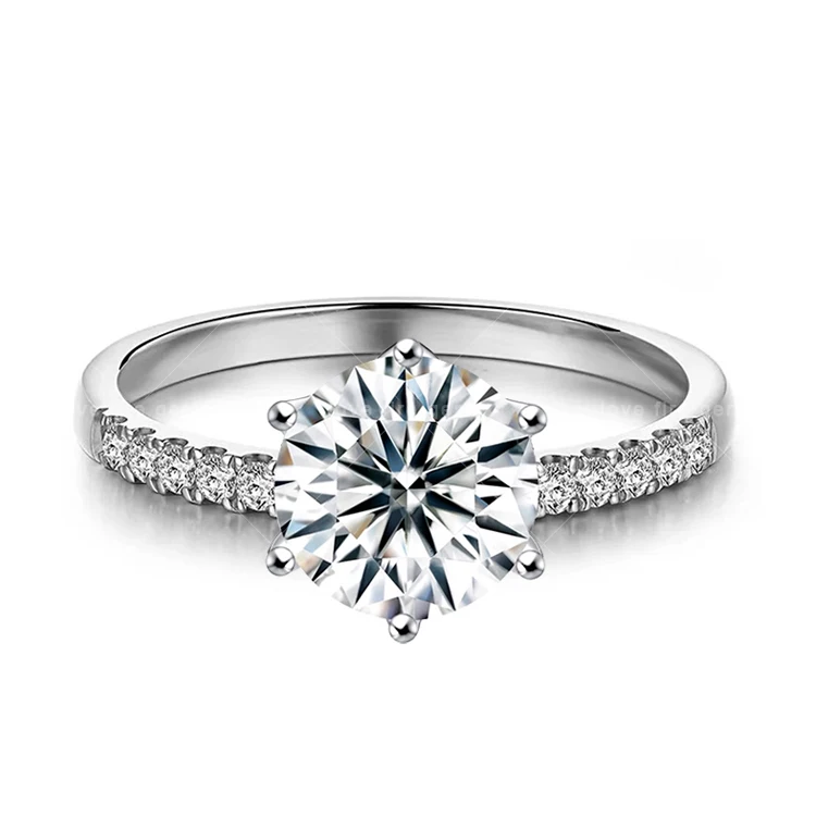 18k white gold wedding jewelry 2 carat round cut vvs moissanite diamond ring