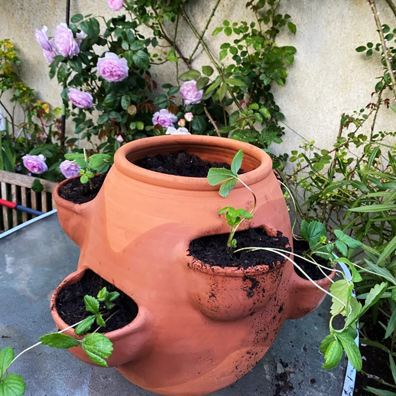 Custom herb planter pot wholesale round terracotta strawberry plant pots