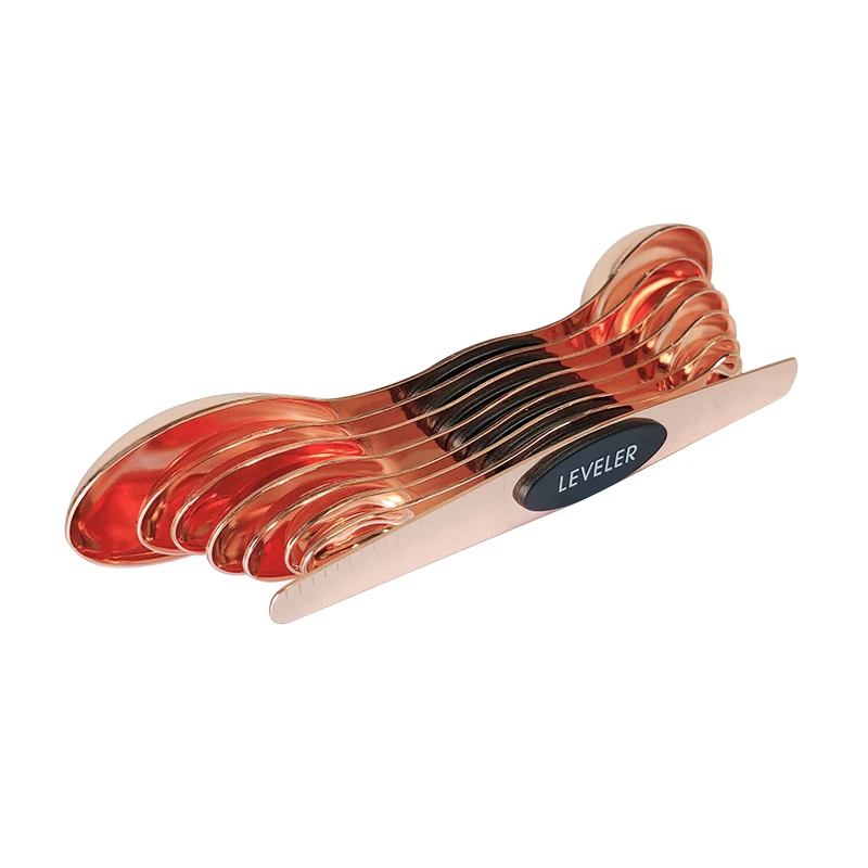 New Arrival  Stainless Steel Stackable Rose Gold Dual Sided Teaspoon Tablespoon Magnetic Measuring Spoons Set
