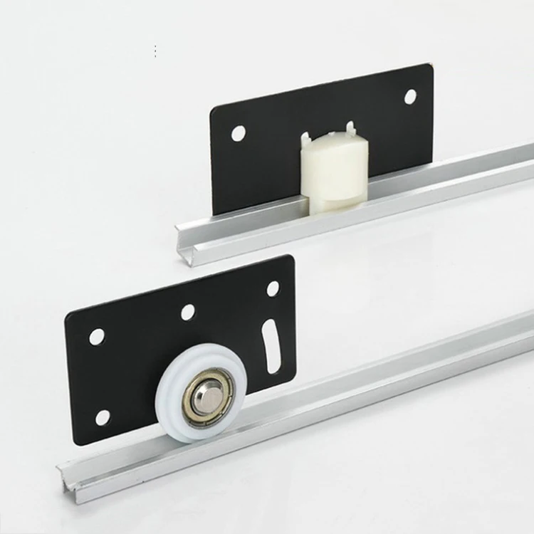 New Aluminum Profile Hanging Sliding Door Roller Aluminum Sliding Wood Door Upper and Lower Track
