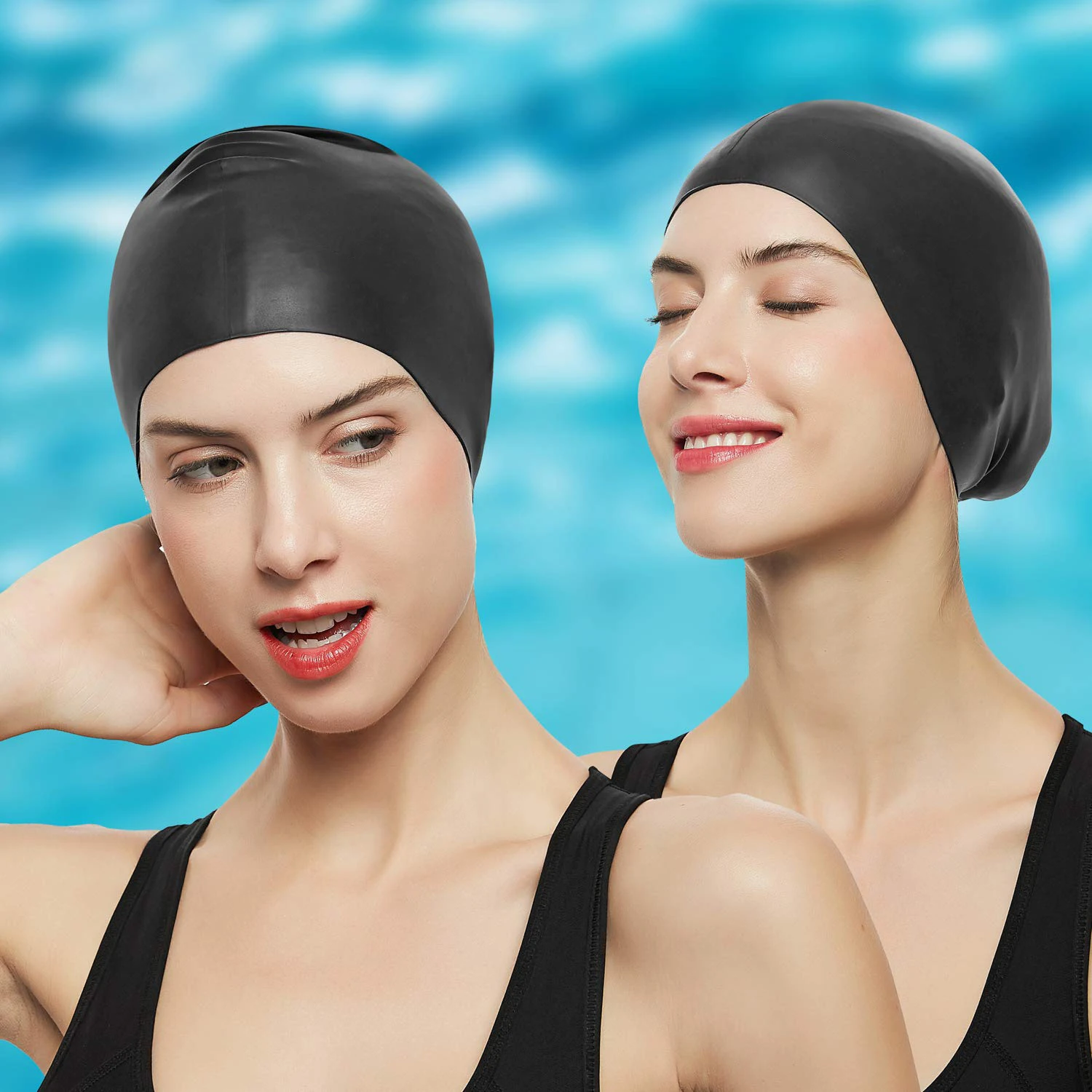 Women Men  Customizable Swimming cap for long hair Waterproof College Latex Swimming Caps with Custom logo
