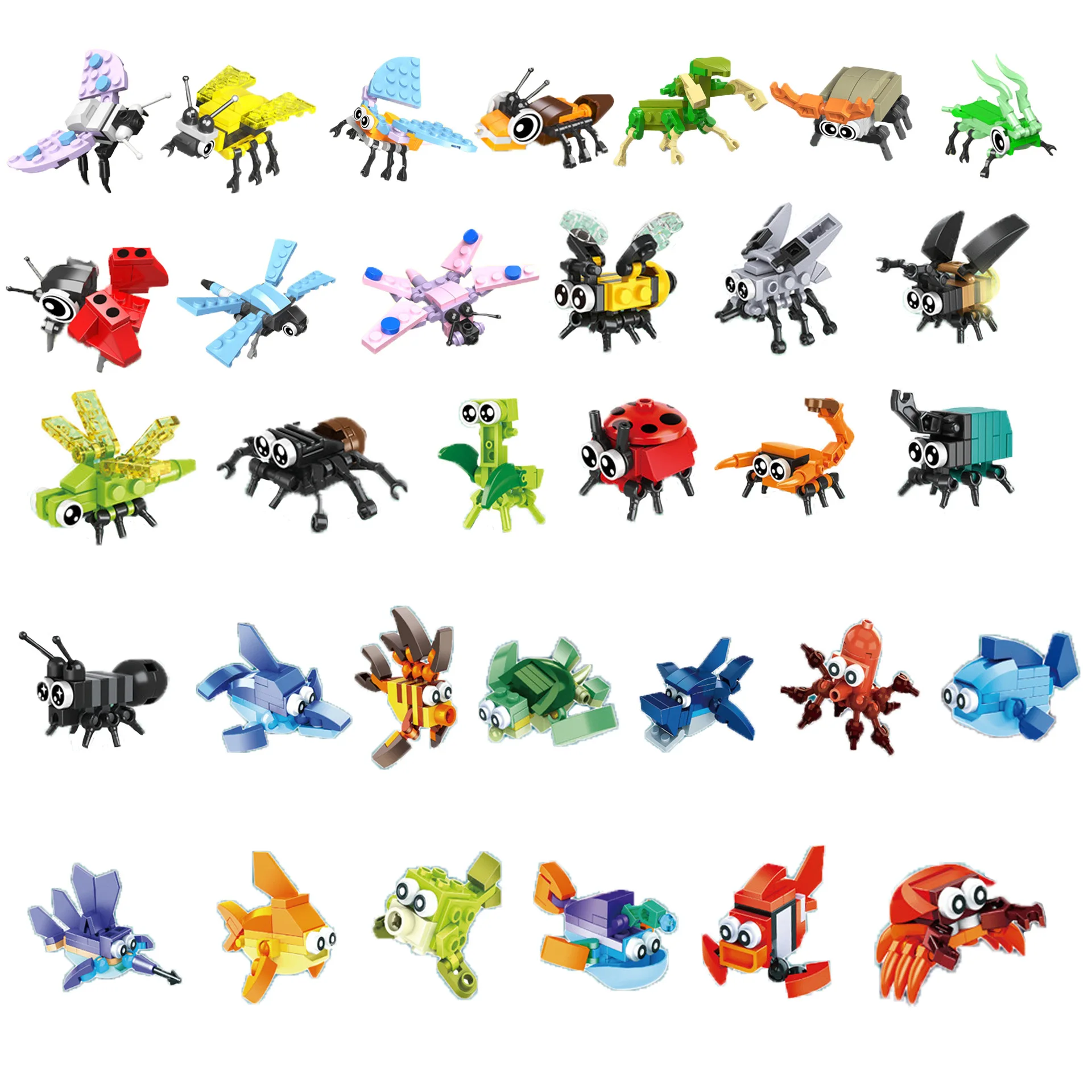24 Types Insects Building Blocks Animal figures Advent Calendar  Cartoon Action Figures Advent Box Christmas Gift