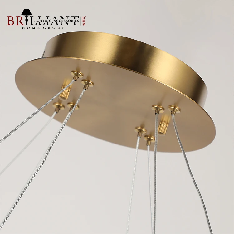 Modern Home Lighting Living Room Dining Room Stainless Steel Hanging Chandelier Mesh Metal Double Rings Led Pendant Light