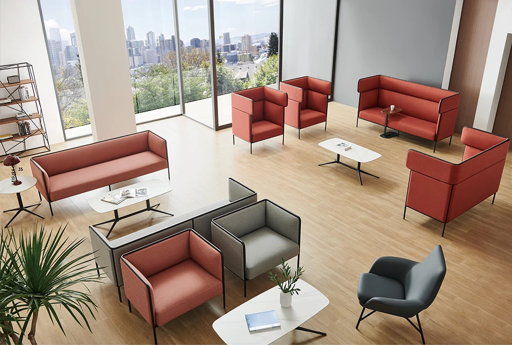 Modern Frank designs design leather loveseat Hotel Lobby public area Lounge Furniture Modular Sofa Set