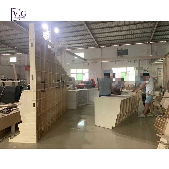 Customize Golf Club reception counter front desk Corian Solid Surface boat shape reception desk for dental clinic