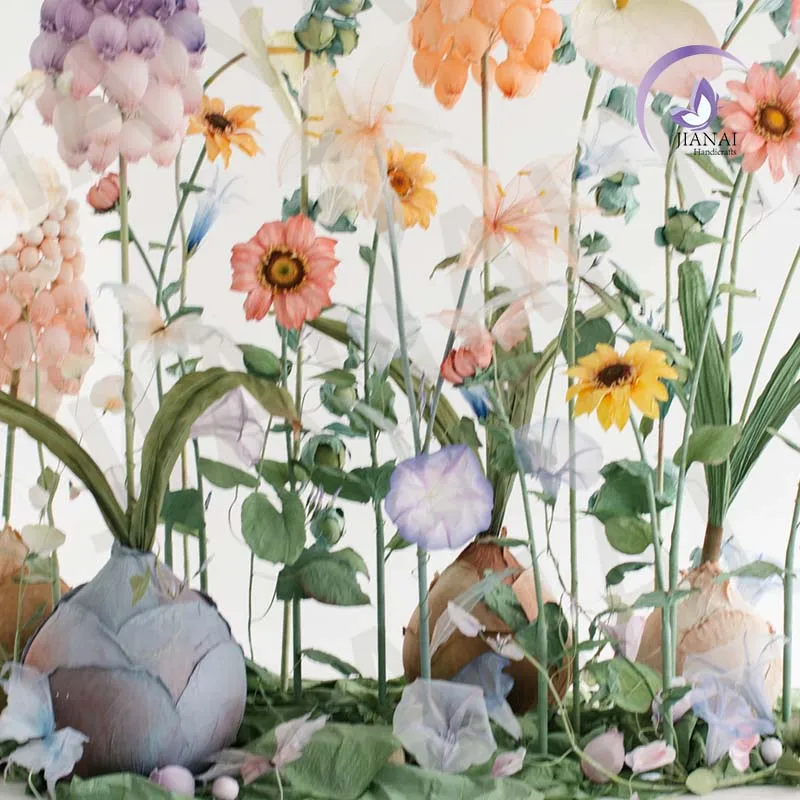 High Quality Wedding Leading Flora Giant Artificial Flower Poppy And Rose Mix Combination For Store Construction