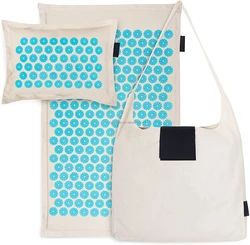 Natural Organic Linen Cotton Acupuncture Mat & Bag Back Pain Relief Neck Pain Relief Acupressure Mat and Pillow Set