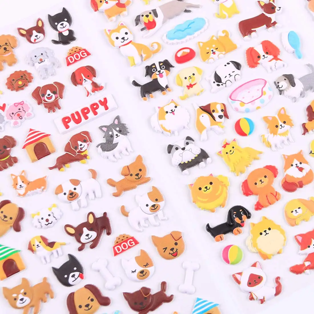 Custom 3D Puffy Pet dog sticker waterproof Kids Toddlers Vivid animal Puffy wholesale toy Boy Stickers