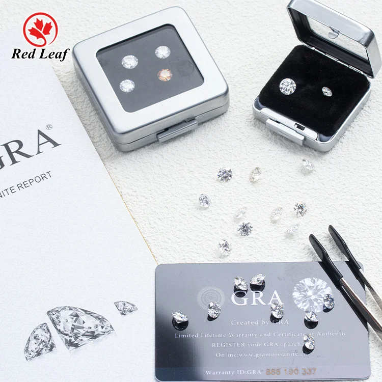 Redleaf High Quality Moissanite Round GRA Certificate Loose Moissanite for Silver Jewelry Gold Jewelry Making