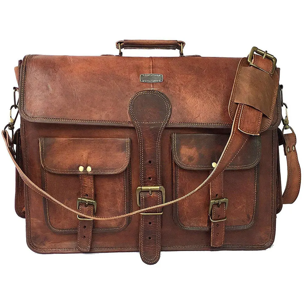 Leather Messenger Bag for Laptop Briefcase Best Computer Satchel School Distressed Bag
