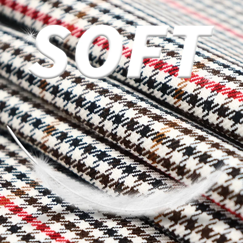 2025 Fashion 215GSM Polyester Rayon Spandex Fabric Yarn Dyed Woven Recycling HoundStooth TR Fabric For Clothing Home Textile